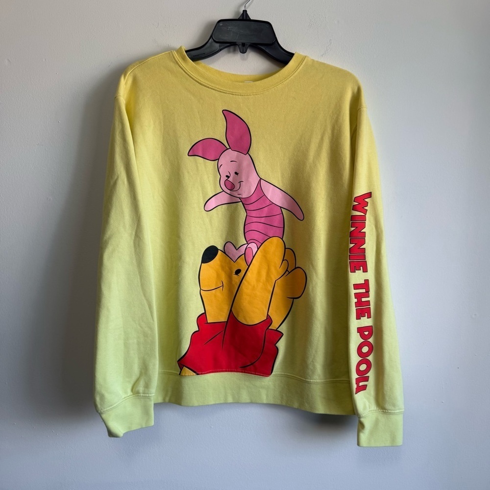 Disney Winnie the Pooh & Piglet Yellow Graphic Sweatshirt Pullover XL